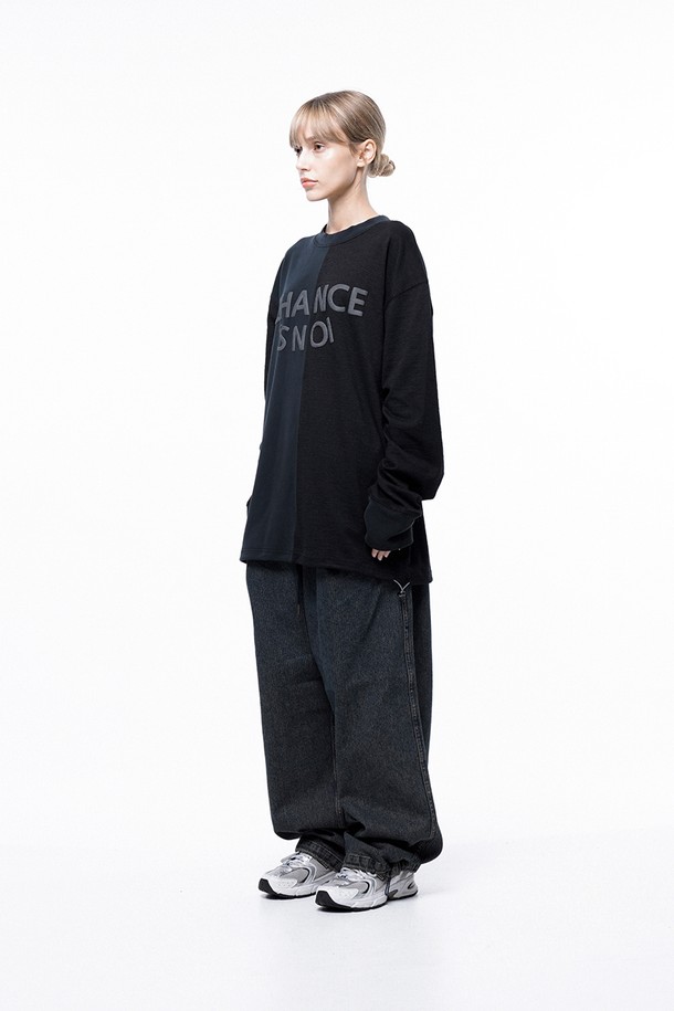 CHANCE'S NOI FOR WOMEN - 스웨트셔츠 - S`noi Reverse Slev Crew-neck Sweat - Black Navy /M243MT01BKW