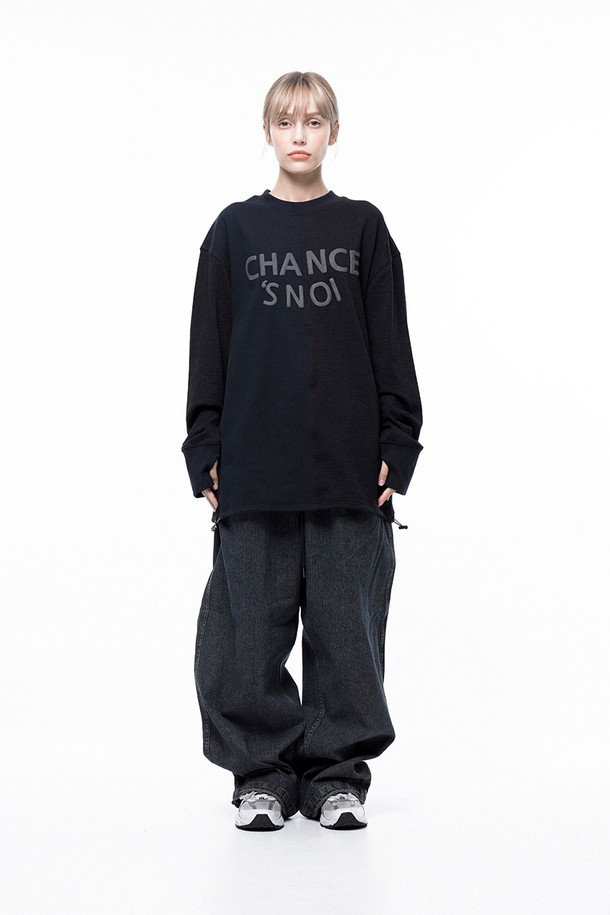 CHANCE'S NOI FOR WOMEN - 스웨트셔츠 - S`noi Reverse Rib Crew Neck Sweat - Black Navy /M243MT02BKW