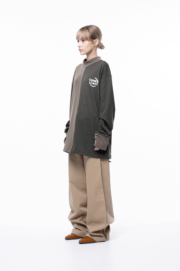 CHANCE'S NOI FOR WOMEN - 스웨트셔츠 - Circle Reverse Slev Hlaf-neck Sweat - Khaki Beige /M243MT03KAW