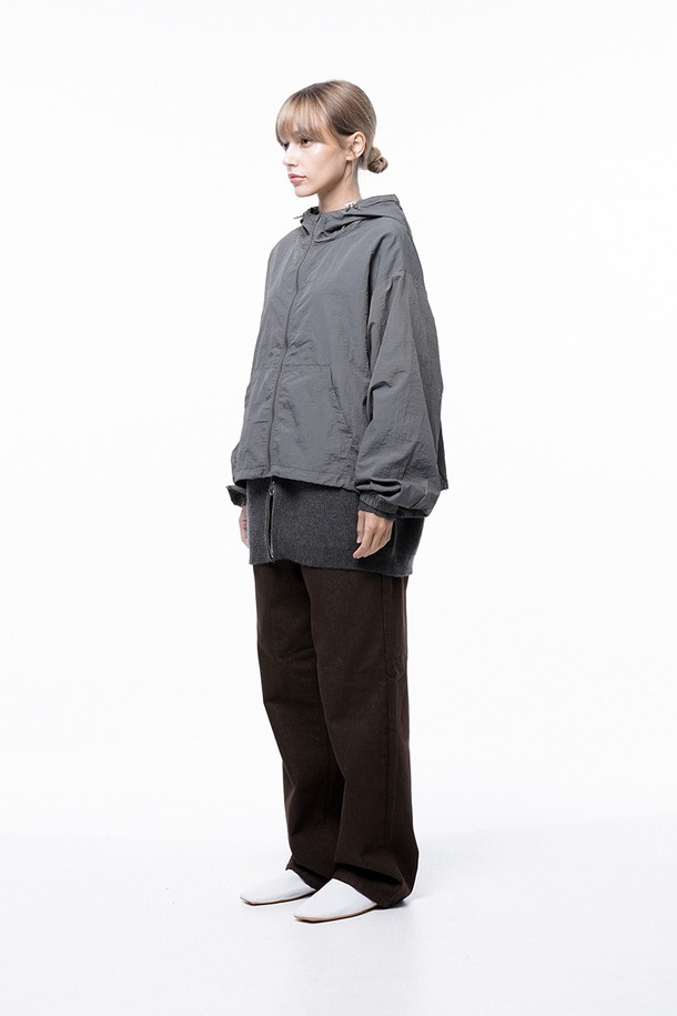 CHANCE'S NOI FOR WOMEN - 블루종/점퍼 - Crop Hooded Windbreaker Jumper - Charcoal /W243OT01CH