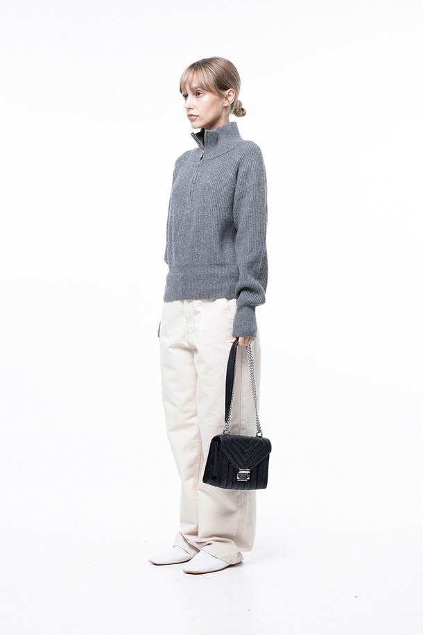 CHANCE'S NOI FOR WOMEN - 스웨터 - Soft Hazzy Half Zip-up Knit - Gray /W243TP05GR