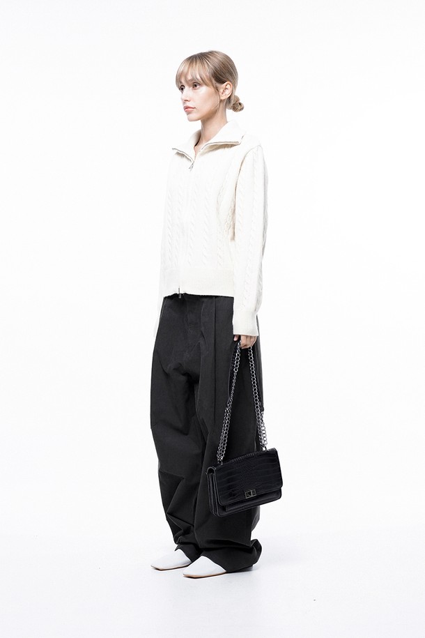 CHANCE'S NOI FOR WOMEN - 가디건 - Soft Cable Zip-up Knit Cardigan - Ivory /W243TP03IV