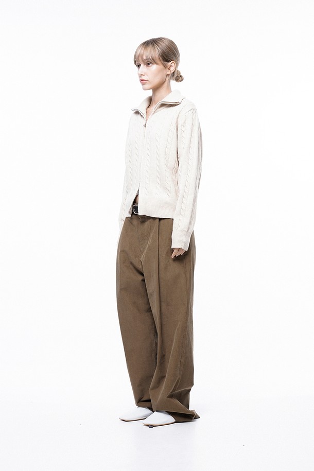 CHANCE'S NOI FOR WOMEN - 가디건 - Soft Cable Zip-up Knit Cardigan - Oatmeal /W243TP03OT