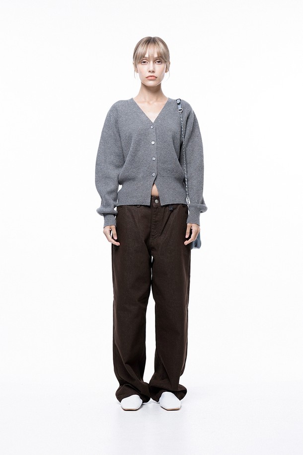 CHANCE'S NOI FOR WOMEN - 가디건 - Soft Crop Knit Cardigan - Gray /W243TP04GR