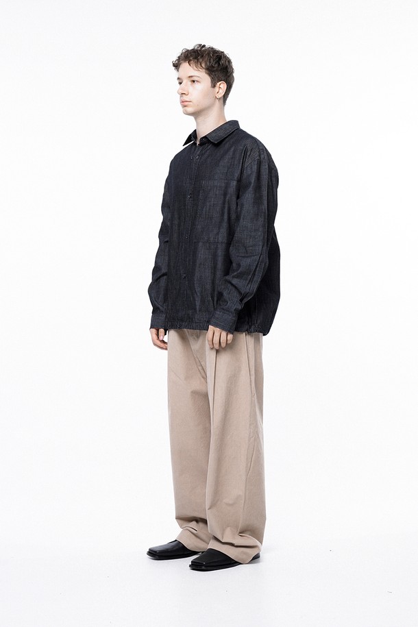 CHANCE'S NOI - 긴팔셔츠 - Oversized String Denim Shirt - Navy Indigo /W243SH02NYM