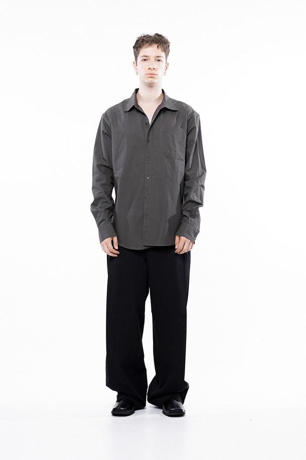 CHANCE'S NOI - 긴팔셔츠 - Standard Polygon Pocket Shirt - Dark Brown /M243SH01BR