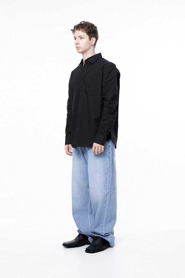 CHANCE'S NOI - 긴팔셔츠 - Standard Polygon Pocket Shirt - Black /M243SH01BK