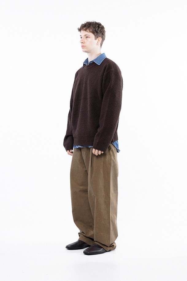 CHANCE'S NOI - 스웨터 - Hazzy Oversized round knit - Brown /M243TP05BR