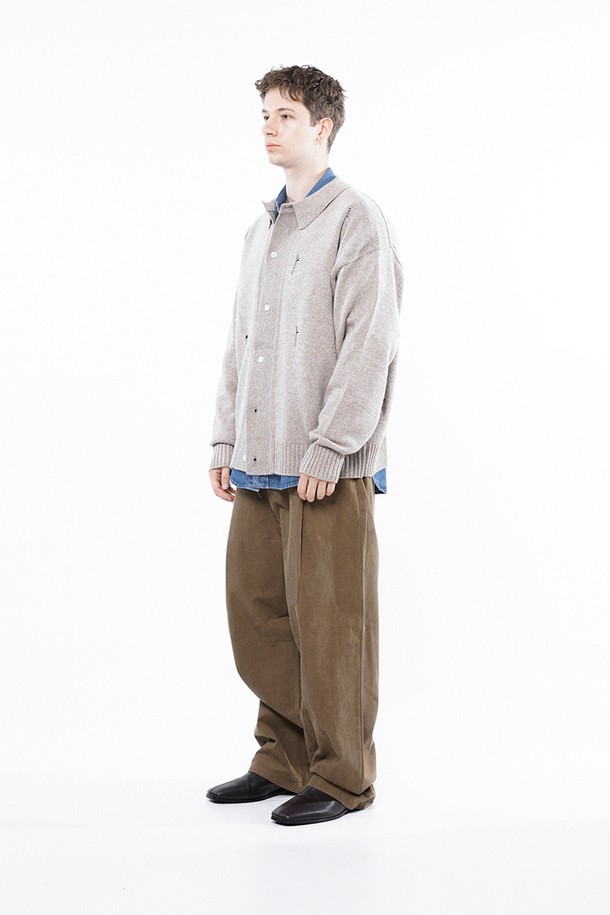 CHANCE'S NOI - 가디건 - Tear Collar-neck Cardigan - Beige /M243OT03BE