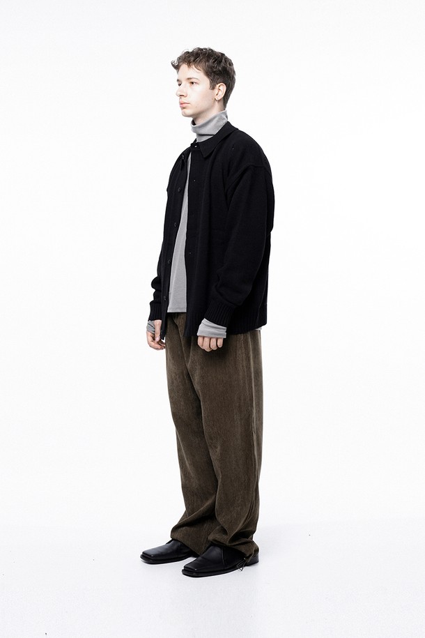 CHANCE'S NOI - 가디건 - Tear Collar-neck Cardigan - Black /M243OT03BK