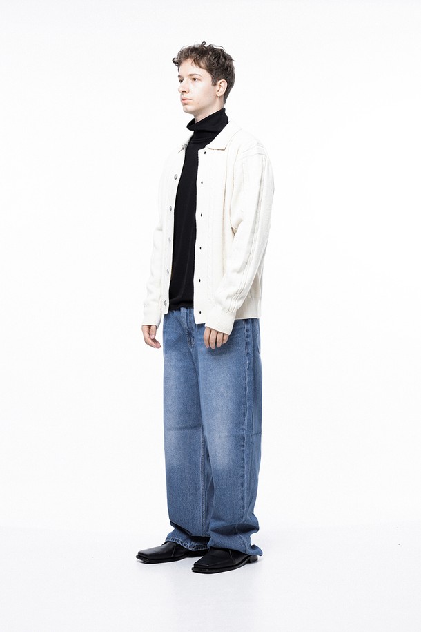 CHANCE'S NOI - 가디건 - Dense Cable Collar-neck Cardigan - Ivory /M243OT02IV