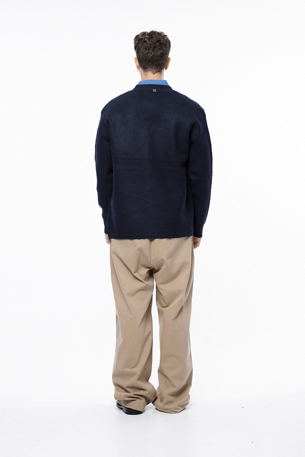 CHANCE'S NOI - 가디건 - Dense Hazzy Y-neck Cardigan - Navy /M243OT01NY