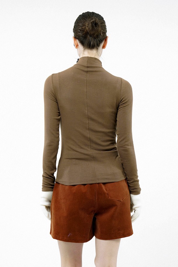 CHANCE'S NOI FOR WOMEN - 터틀넥 - [for Women] Slit Ribbed Half Turtleneck - Brown /W244TP03BR