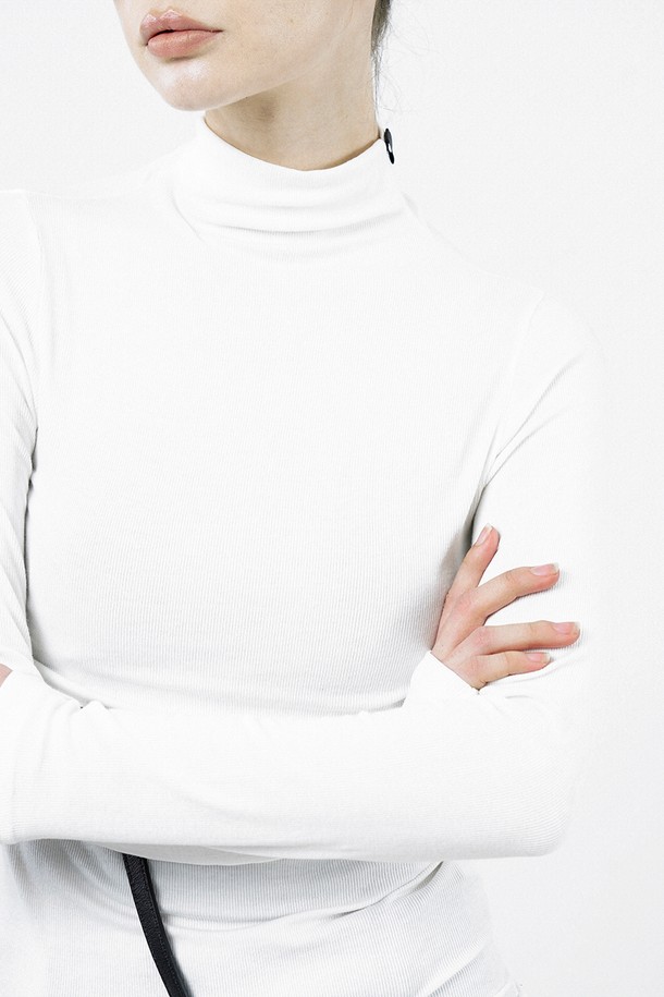 CHANCE'S NOI FOR WOMEN - 터틀넥 - [for Women] Slit Ribbed Half Turtleneck - White /W244TP03WH