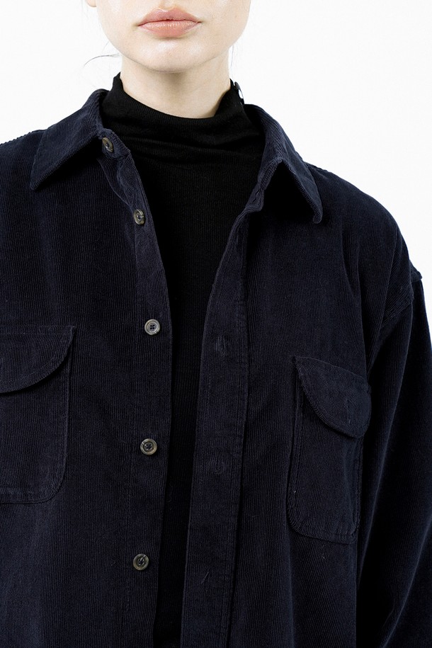 CHANCE'S NOI FOR WOMEN - 긴팔셔츠 - [for Women] Loose-Fit Corduroy Shirt - Navy/W244TP07NY