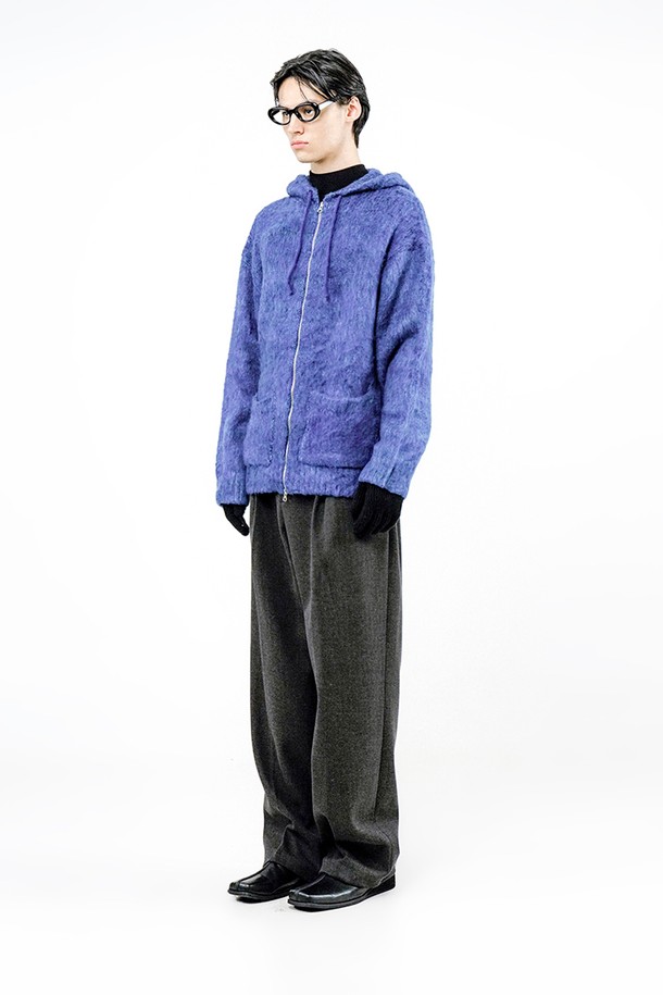 CHANCE'S NOI - 후디 - Brush Sweater hooded Zip-up - Blue /M244TP09BL