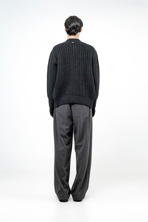 CHANCE'S NOI - 가디건 - Sweater Round-neck Cardigan - Black /M244TP06BK