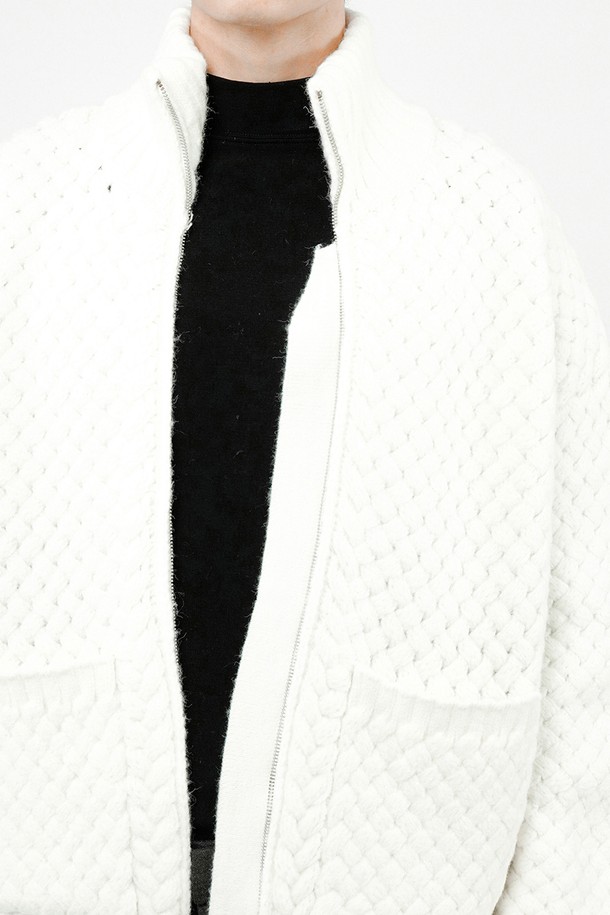 CHANCE'S NOI - 가디건 - High-neck Sweater Zip-up - Ivory /M244TP07IV