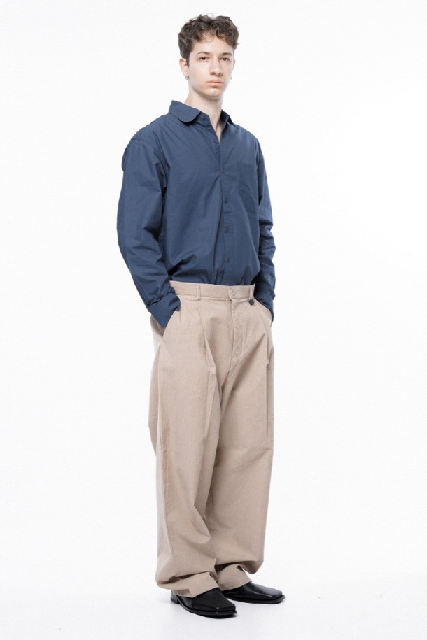 CHANCE'S NOI - 캐주얼팬츠 - Corduroy One-tuck Wide Pants - Beige /M243PT01BE