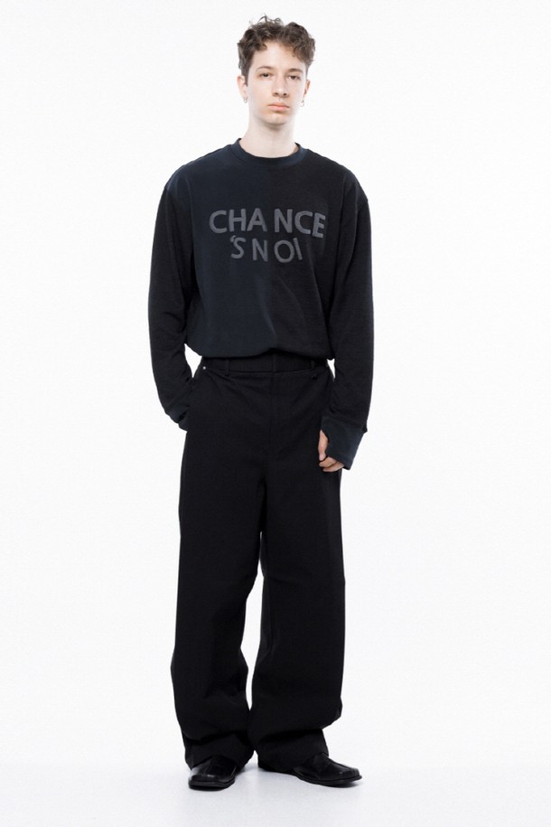 CHANCE'S NOI - 캐주얼팬츠 - Side Tuck Wide Cotton Slacks - Black /M243PT04BK