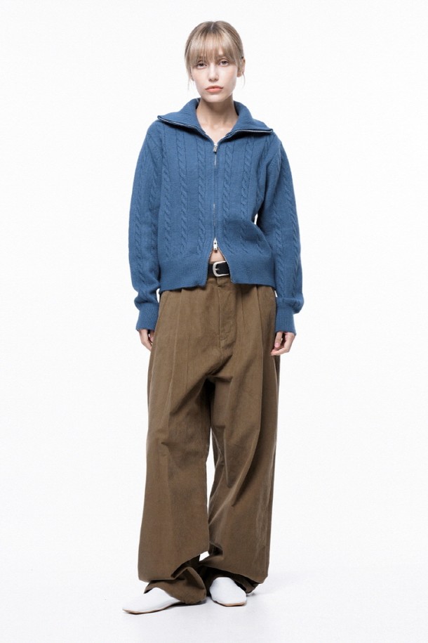 CHANCE'S NOI FOR WOMEN - 캐주얼팬츠 - Corduroy One-tuck Wide Pants - Brown /M243PT01BRW