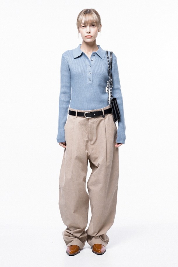 CHANCE'S NOI FOR WOMEN - 캐주얼팬츠 - Corduroy One-tuck Wide Pants - Beige /M243PT01BEW