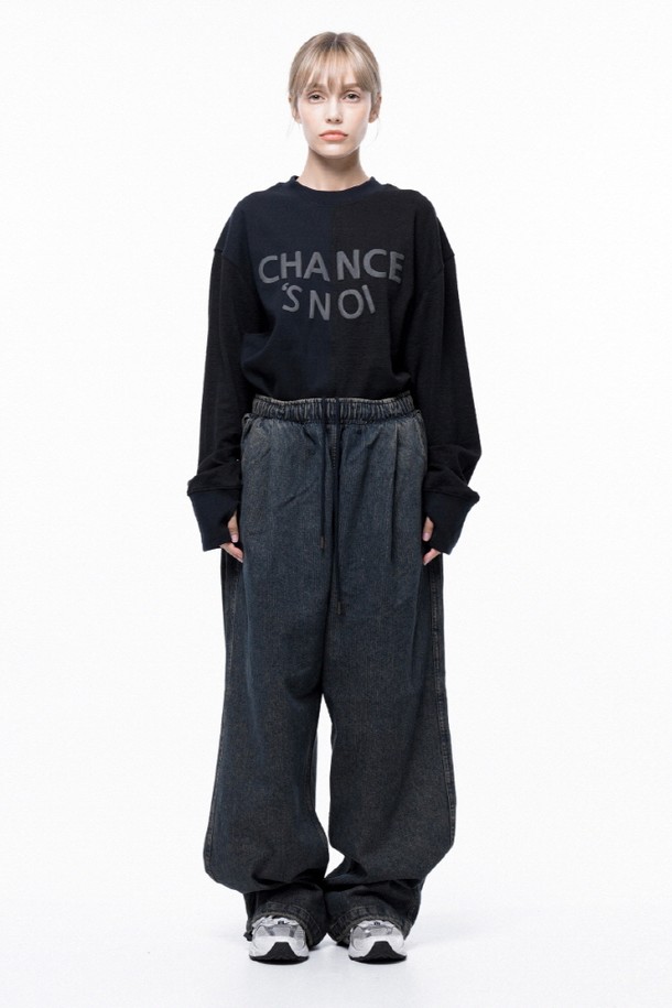 CHANCE'S NOI FOR WOMEN - 캐주얼팬츠 - Corduroy Washed Banding Denim - Dark /W243PT01DK