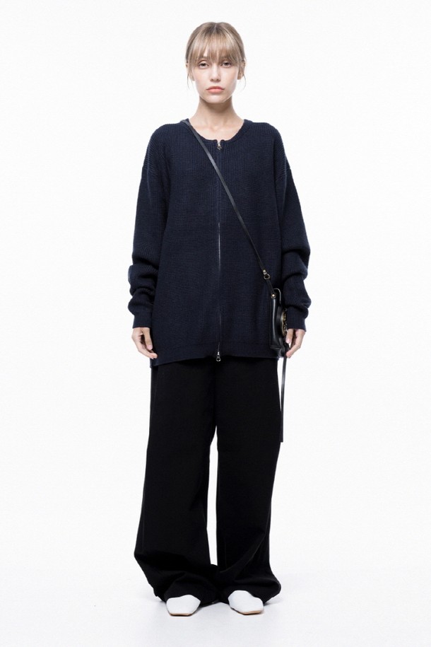 CHANCE'S NOI FOR WOMEN - 캐주얼팬츠 - Side Tuck Wide Cotton Slacks - Black /M243PT04BKW