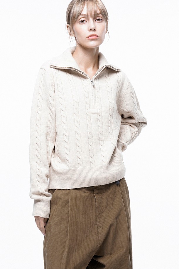 CHANCE'S NOI FOR WOMEN - 스웨터 - Soft Cable Half Zip-up Knit - Oatmeal /W243TP01OT