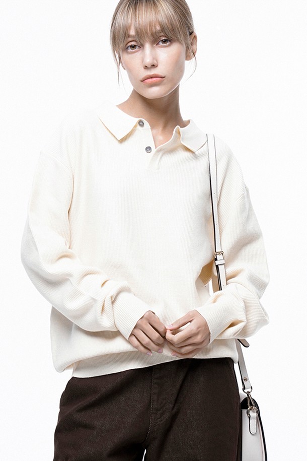 CHANCE'S NOI FOR WOMEN - 스웨터 - Soft Two-button Collar Knit - Ivory /W243TP09IV