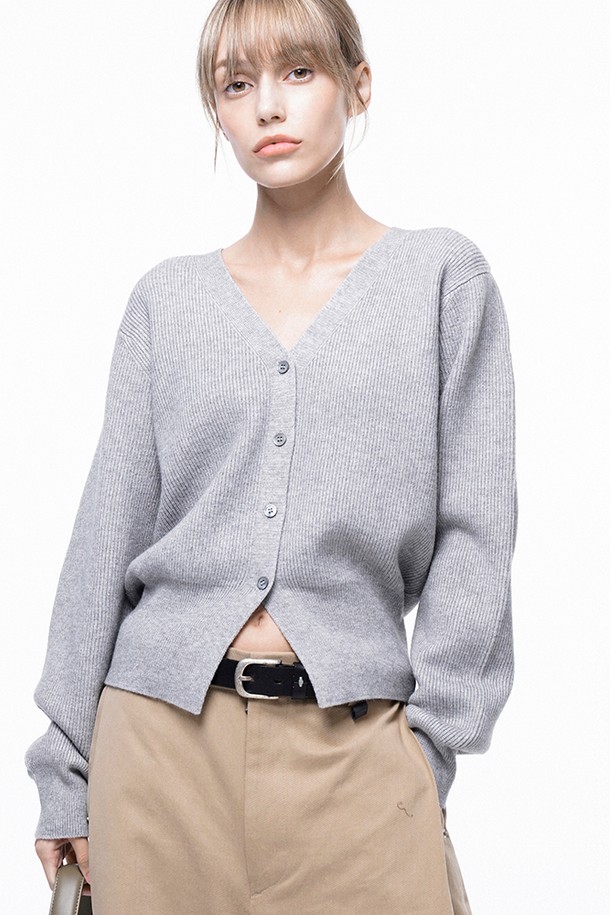 CHANCE'S NOI FOR WOMEN - 가디건 - Soft Crop Knit Cardigan - Melange /W243TP04ML