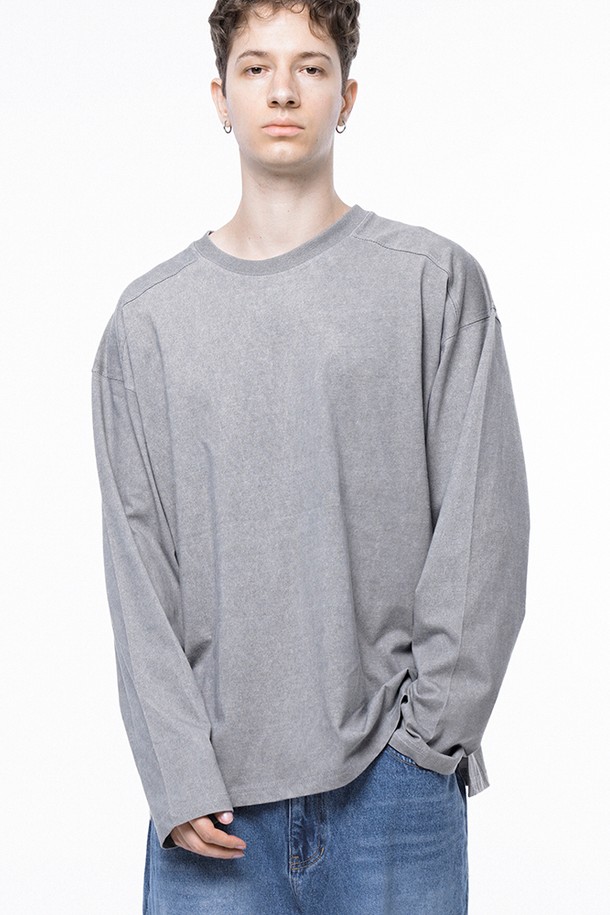 CHANCE'S NOI - 긴팔티셔츠 - Pigment Slit Long sleeved - Gray /M243TP03GR