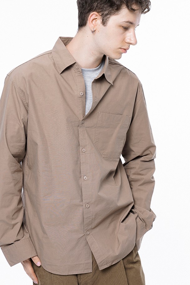 CHANCE'S NOI - 긴팔셔츠 - Standard Polygon Pocket Shirt - Beige /M243SH01BE