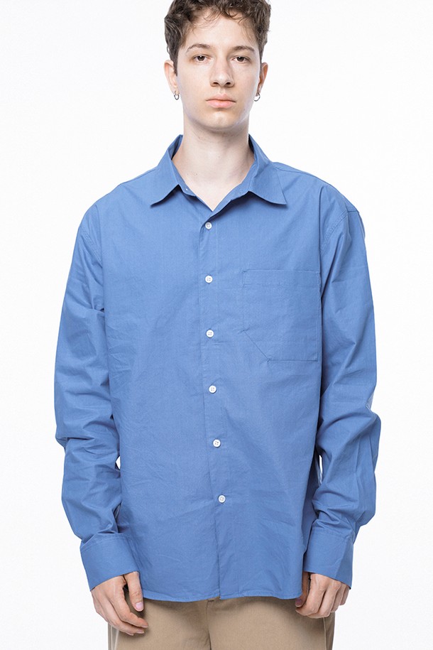 CHANCE'S NOI - 긴팔셔츠 - Standard Polygon Pocket Shirt - Royal Blue /M243SH01BL