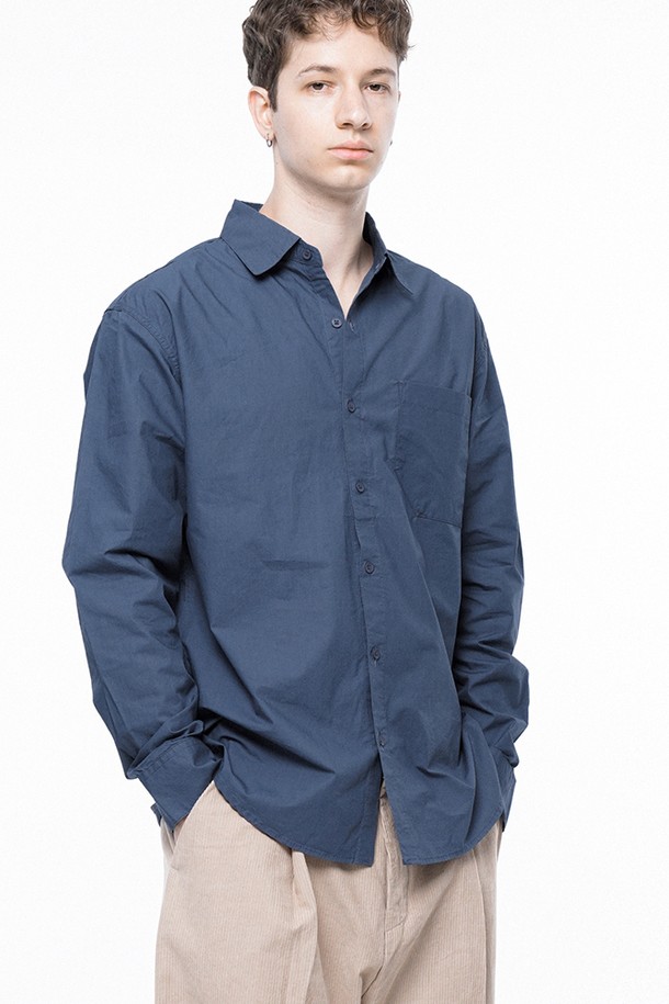 CHANCE'S NOI - 긴팔셔츠 - Standard Polygon Pocket Shirt - Royal Navy /M243SH01NY