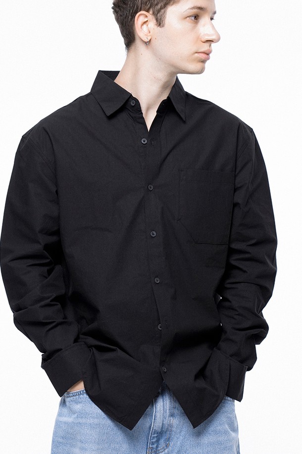 CHANCE'S NOI - 긴팔셔츠 - Standard Polygon Pocket Shirt - Black /M243SH01BK