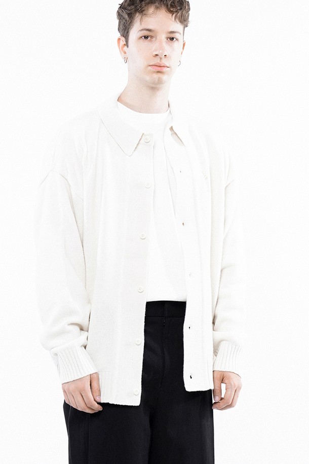 CHANCE'S NOI - 가디건 - Tear Collar-neck Cardigan - Ivory /M243OT03IV