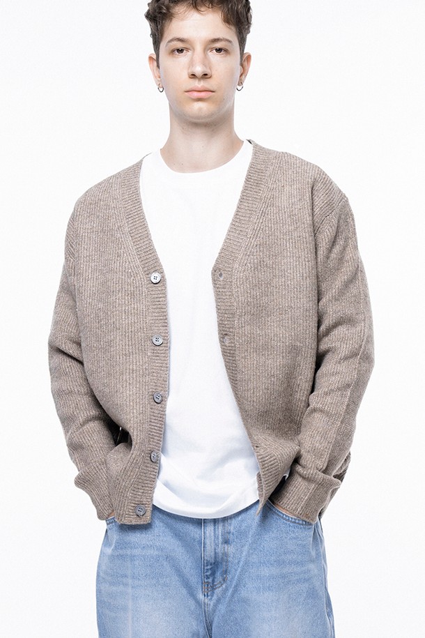 CHANCE'S NOI - 가디건 - Dense Hazzy Y-neck Cardigan - Beige /M243OT01BE