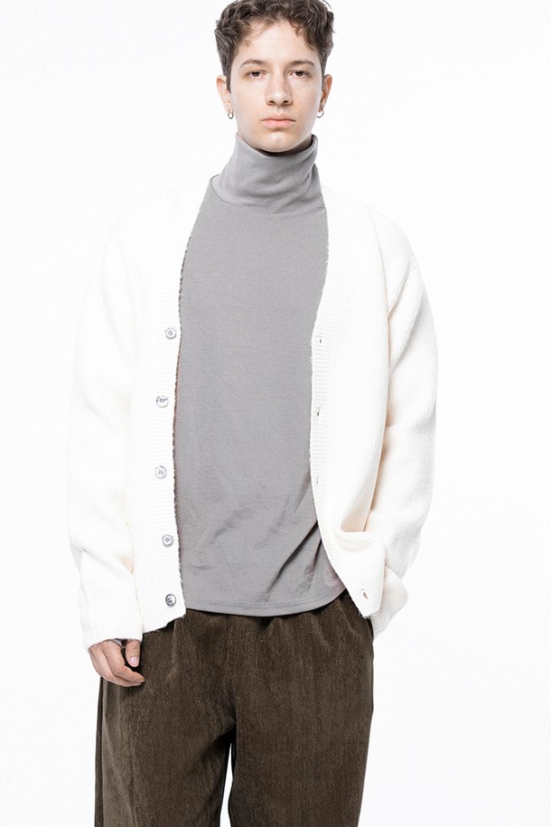 CHANCE'S NOI - 가디건 - Dense Hazzy Y-neck Cardigan - Ivory /M243OT01IV