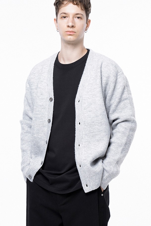 CHANCE'S NOI - 가디건 - Dense Hazzy Y-neck Cardigan - Melange /M243OT01ML