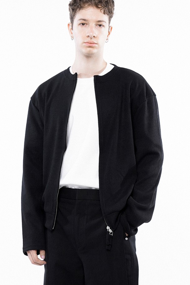 CHANCE'S NOI - 가디건 - Hard Two-way Zip-up Cardigan - Black /W243TP11BKM