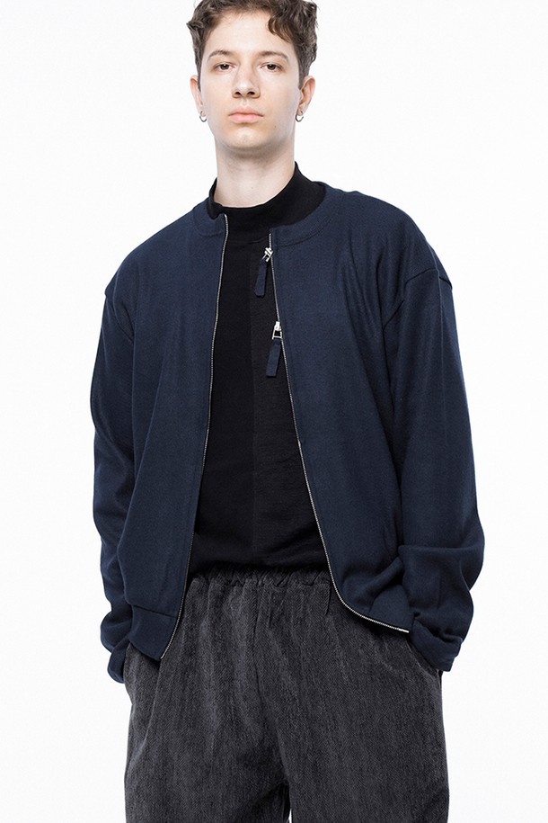 CHANCE'S NOI - 가디건 - Hard Two-way Zip-up Cardigan - Navy /W243TP11NYM