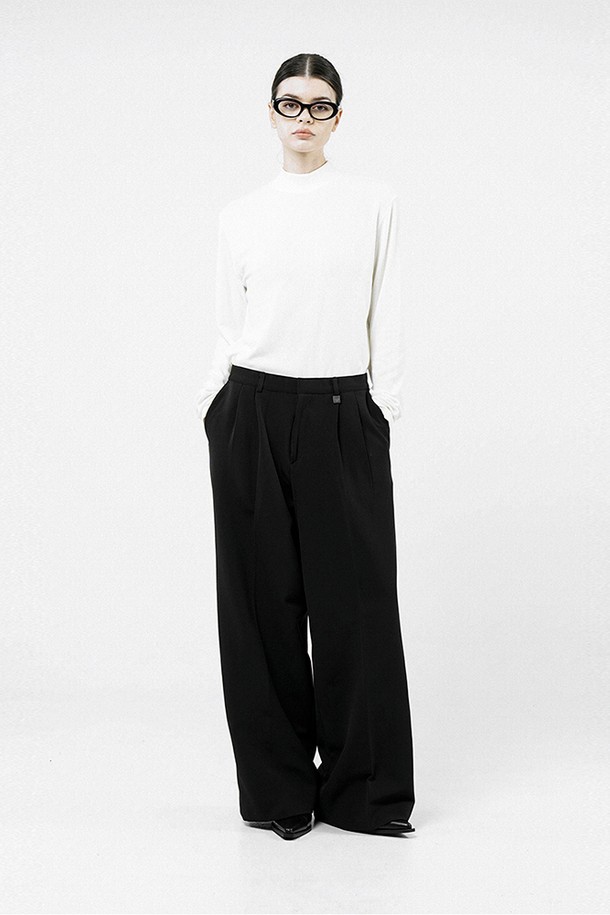 CHANCE'S NOI FOR WOMEN - 캐주얼팬츠 - [for Women] Wool Banding Wide Slacks - Black /W244PT01BK