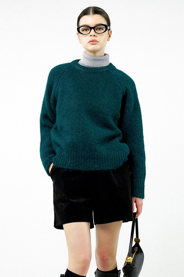 CHANCE'S NOI FOR WOMEN - 스웨터 - [for Women] Boucle Reglan Round Knit - Deep Green /W244TP04GN