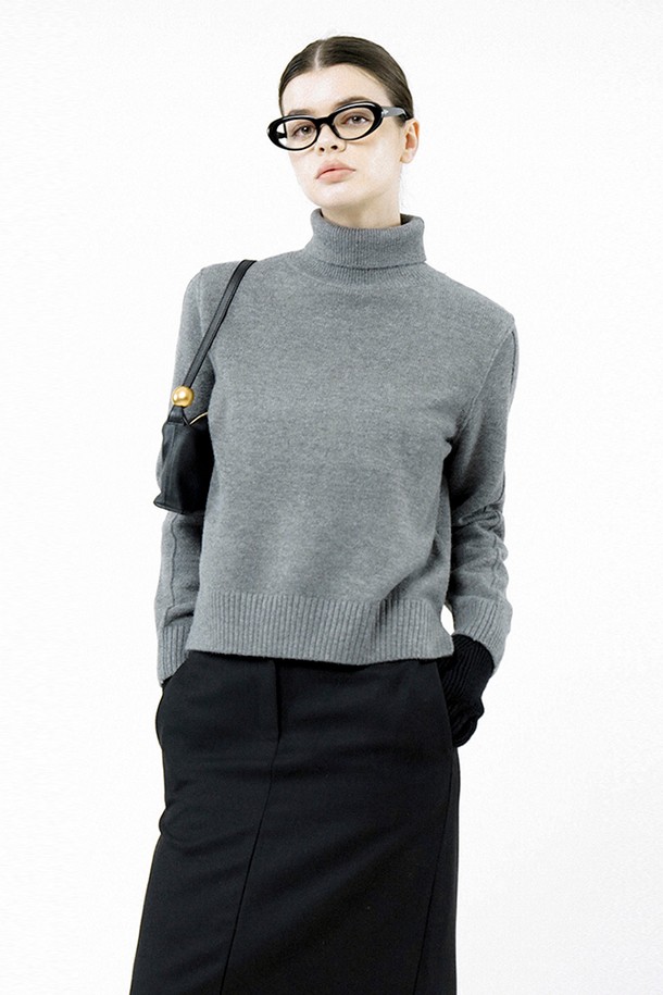 CHANCE'S NOI FOR WOMEN - 터틀넥 - [for Women] Soft Slit High Turtleneck - Charcoal /W244TP06CH