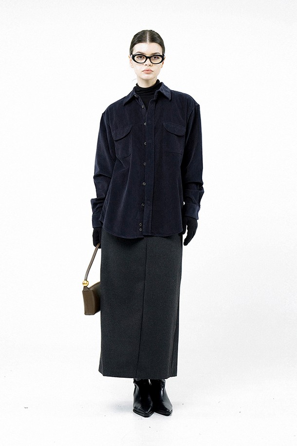 CHANCE'S NOI FOR WOMEN - 긴팔셔츠 - [for Women] Loose-Fit Corduroy Shirt - Navy/W244TP07NY