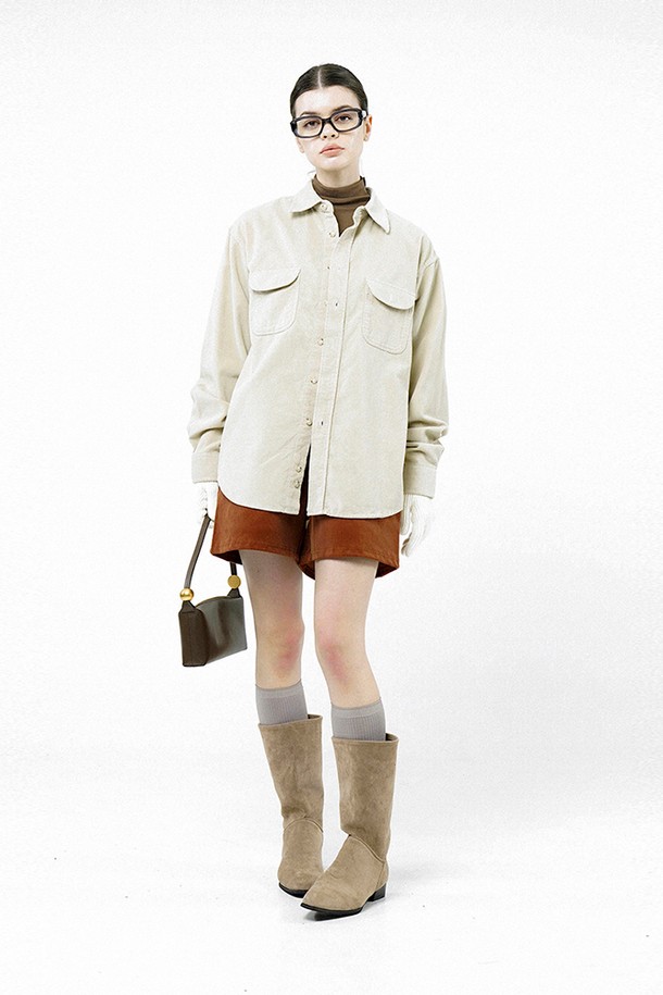 CHANCE'S NOI FOR WOMEN - 긴팔셔츠 - [for Women] Loose-Fit Corduroy Shirt - Cream/W244TP07CR