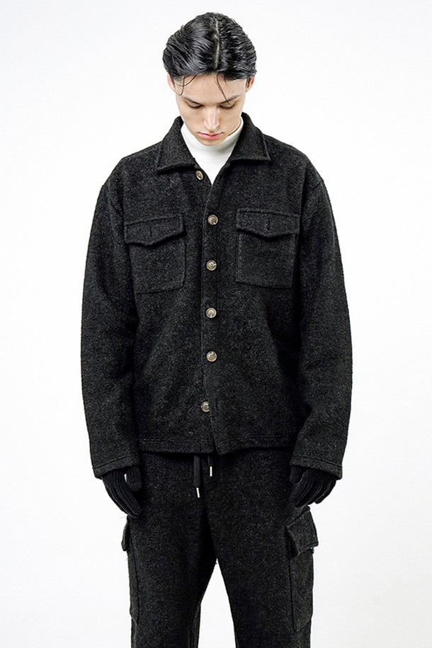 CHANCE'S NOI - 가디건 - Boucle Pocket Shirt Jacket - Black /W244TP01BK-M