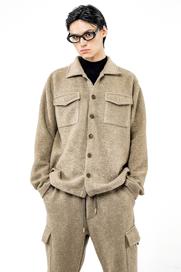 CHANCE'S NOI - 가디건 - Boucle Pocket Shirt Jacket - Oatmeal /W244TP01OT-M