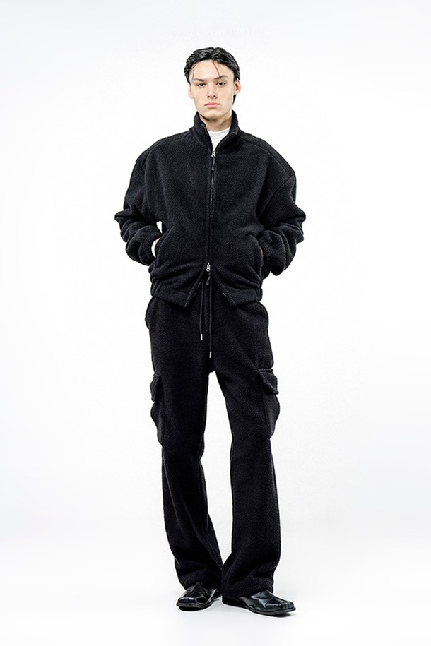 CHANCE'S NOI - 캐주얼팬츠 - Fleece String Cargo Pants - Black /M244PT05BK